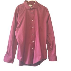 Calvin Klein Infinite Non Iron‎ Slim Fit Stretch Size 17.5 34/35 Large Burgundy